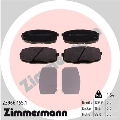 Bremžu uzliku kompl., Disku bremzes ZIMMERMANN 23966.165.1 1