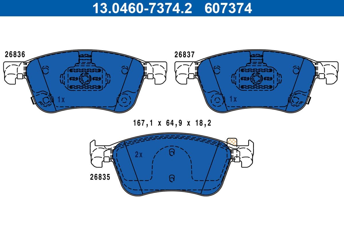 Bremžu uzliku kompl., Disku bremzes ATE 13.0460-7374.2 1