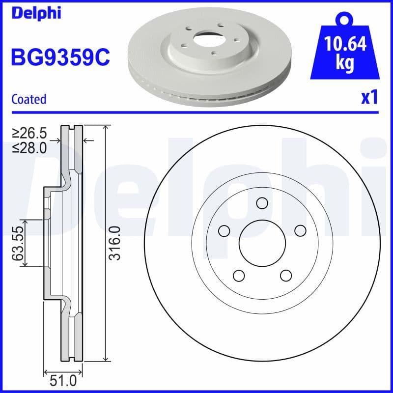 Bremžu diski DELPHI BG9359C 1